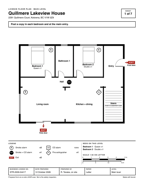 Sheet 1: plain floor plan of the main level