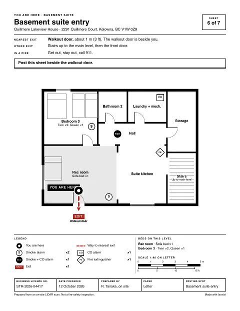 Sheet 6: “You are here” sheet for the basement suite entry